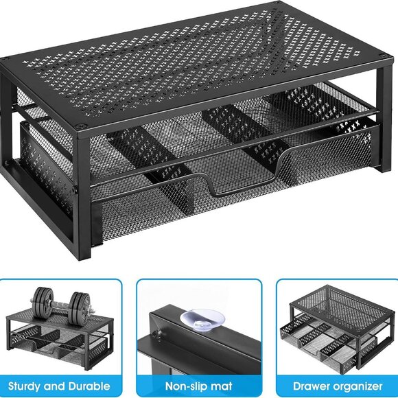 Simple Trending Metal Monitor Stand Riser and Computer Desk Organizer Black - Picture 6 of 7